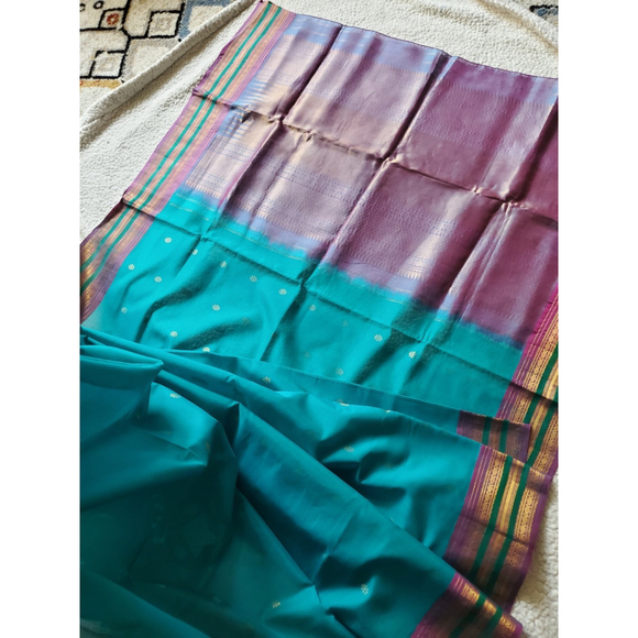 Women Pure Sico Gadwal Saree Handloom Festive Ethnic Royal Designer - Picture 10 of 16